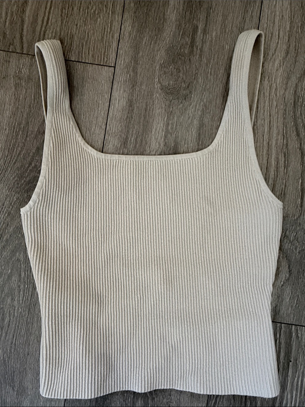 Babaton Aritzia knit sculpt Cream Ribbed Square-Neck Tank size M